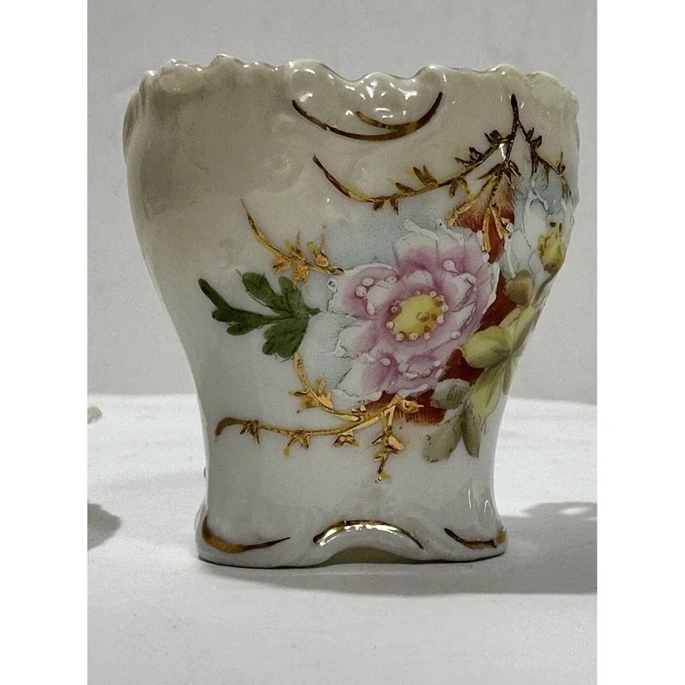 Vintage‎ Victorian Miniature Porcelain Square Floral Tea Cup & Saucer